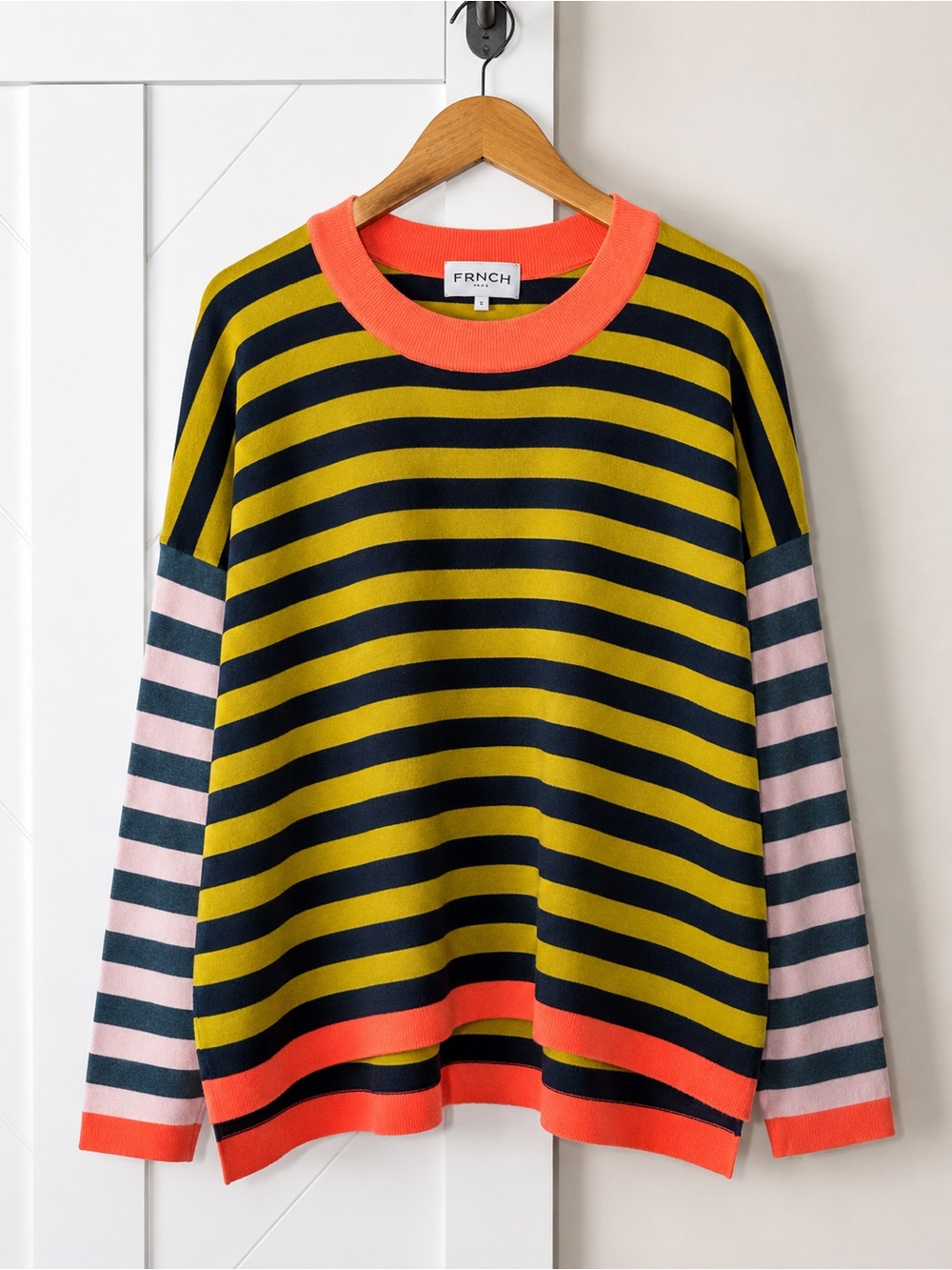 FRNCH Paris Colorblock Striped Wool Blend Sweater Size Small